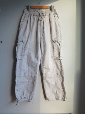 DE CUBA Luxe Basics Beige Cargo Pants | Utility Parachute Joggers XS